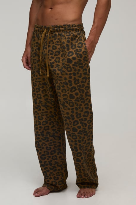 Straight Leg Leopard Print Loungewear Bottoms - Image 1