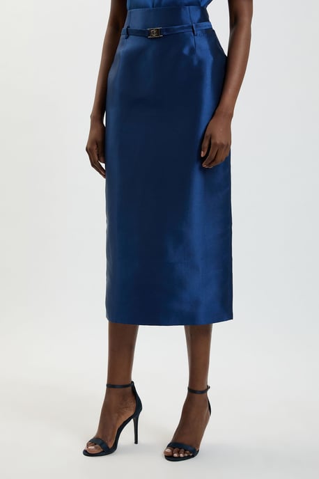 Satin Twill Belted Maxi Skirt - Image 2
