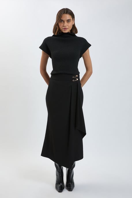 Tailored Wrap Trim Maxi Skirt - Image 4