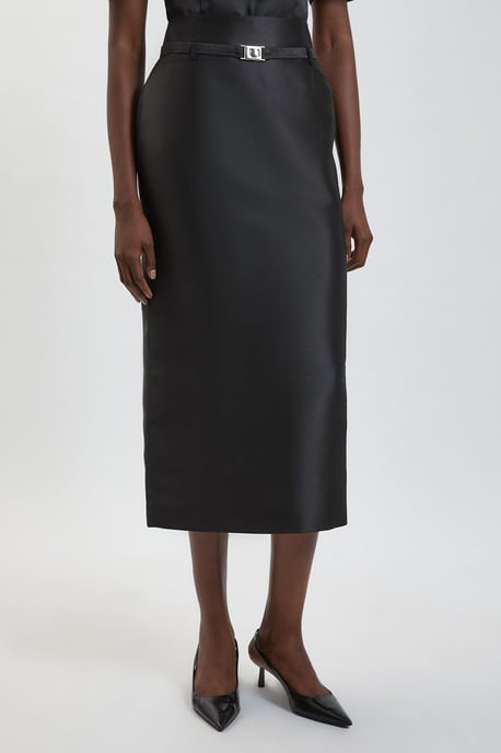 Satin Twill Belted Maxi Skirt - Image 2