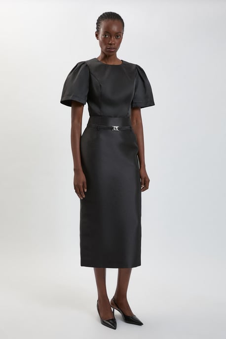Satin Twill Belted Maxi Skirt - Image 4