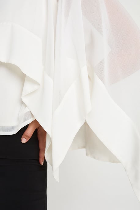Chiffon Scarf Cape Blouse - Image 4