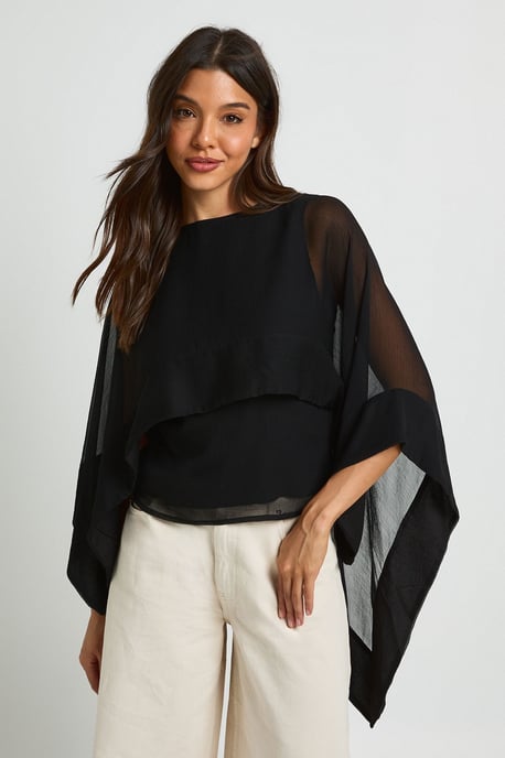 Chiffon Scarf Cape Blouse - Image 1