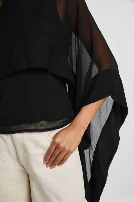 Chiffon Scarf Cape Blouse - Image 4