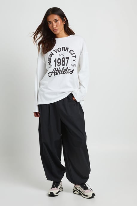 New York Printed Long Sleeve Oversized T-Shirt - Image 3
