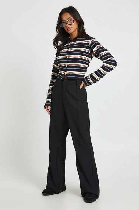Petite Boohoo Basics Tailored Flare Trouser - Image 1