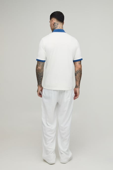 Tall Slim Panelled Zip Neck Interlock Polo - Image 2