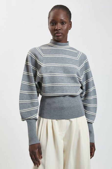 Wool Look Rib Detail Long Sleeve Knitted Top - Image 2