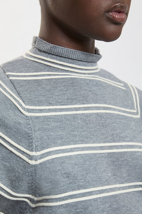 Wool Look Rib Detail Long Sleeve Knitted Top - Image 3