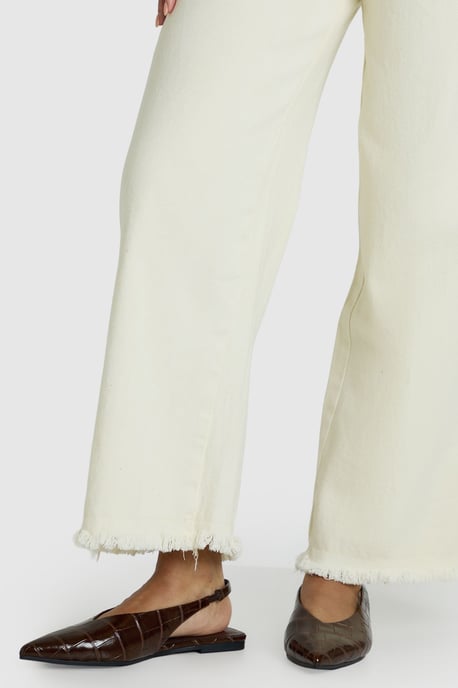 Croc High Cut Slingback Pointed Flats - Image 1