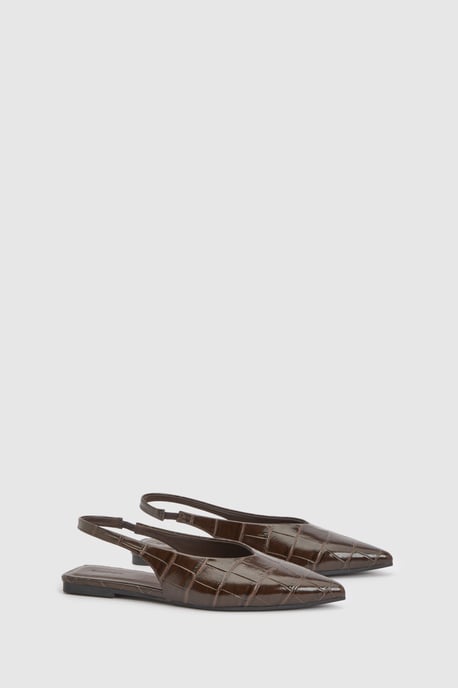 Croc High Cut Slingback Pointed Flats - Image 3