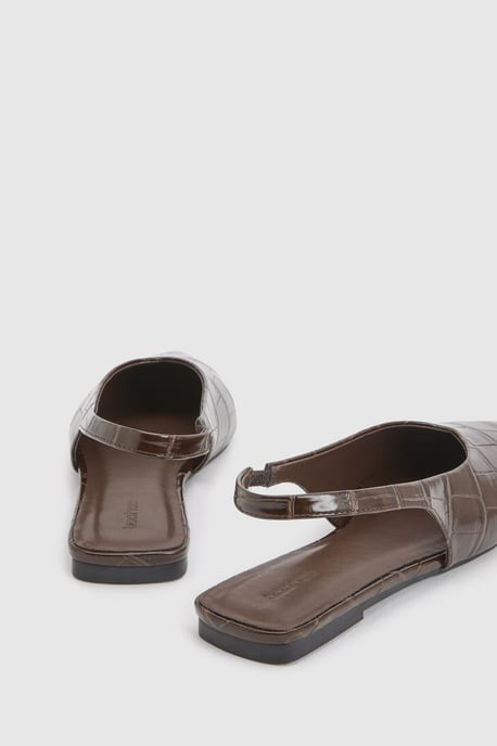 Croc High Cut Slingback Pointed Flats - Image 4