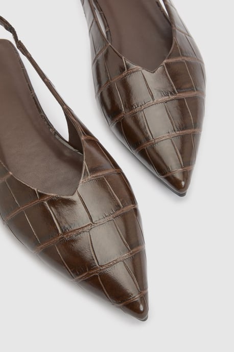 Croc High Cut Slingback Pointed Flats - Image 5