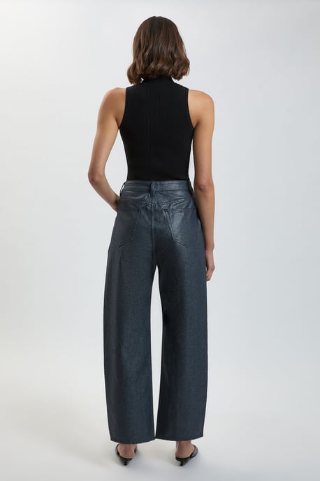 Metallic Denim Coated Barrel Jean - Image 3