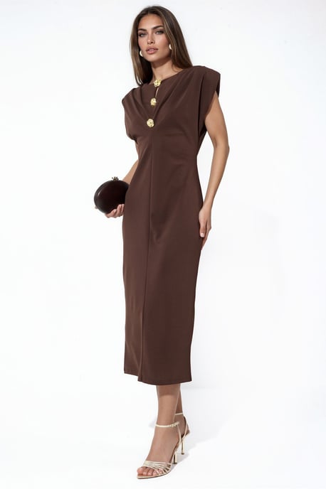 Slim Fit Midi Dress with Accessory Detail - Image 2