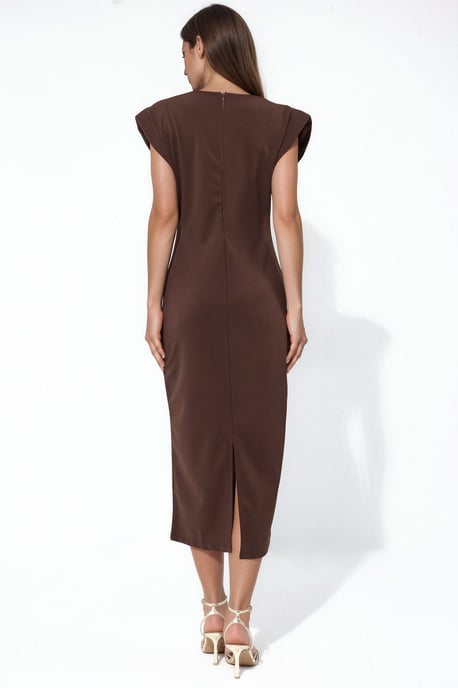 Slim Fit Midi Dress with Accessory Detail - Image 3