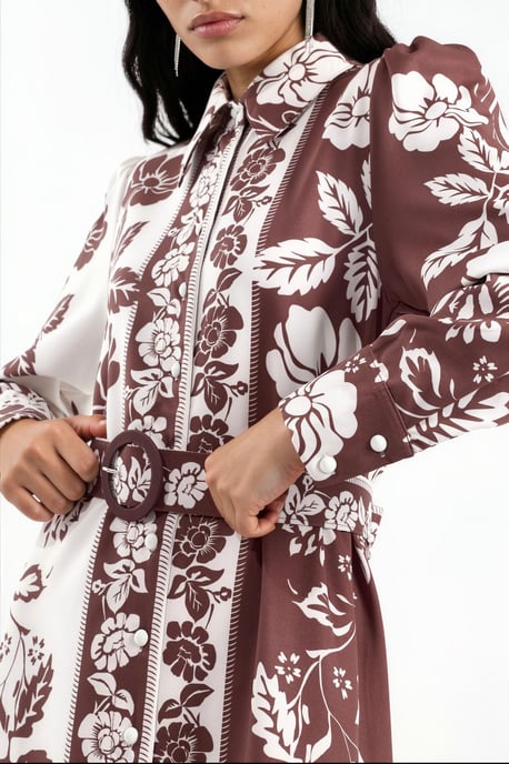 Floral Belted Maxi Shirt Dress - Image 4