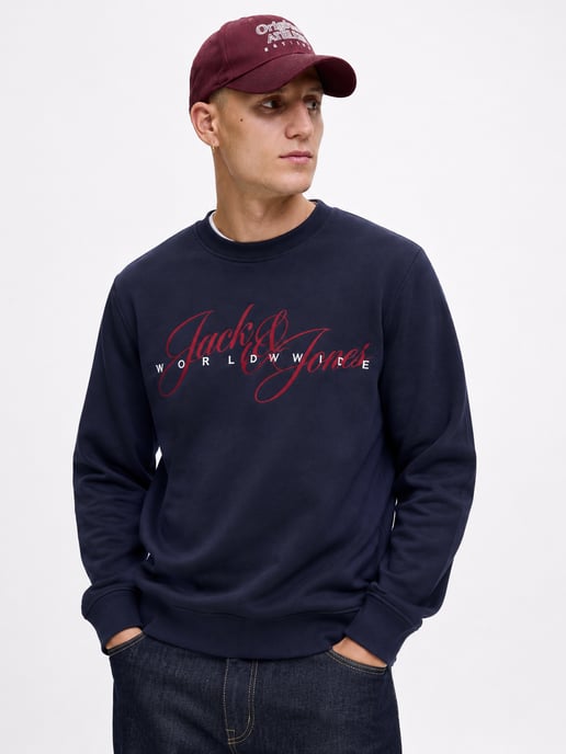 Jack & Jones Mens Crew Neck Sweatshirt Graphic Logo - Image 1