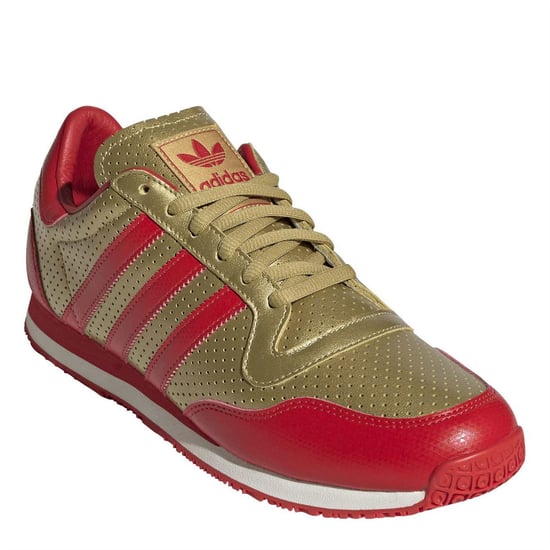 Men's adidas Galaxy Og Leather Runners in Goldmt/Red - Image 3