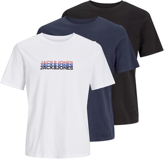 Jack & Jones Mens Big Size Crew Neck T-shirt 3 Pack - Image 1