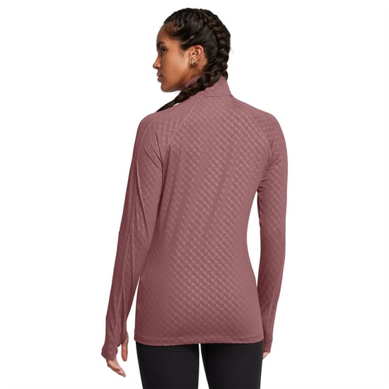 Women's Under Armour Emboss Half Zip Slim Fit Tracksuit Top in Brown - Image 4