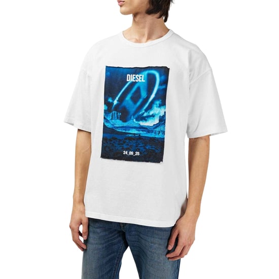Diesel Heren T-Boxt Graphic Print Relaxed Fit Korte Mouwen T-Shirt (Wit) - Image 1