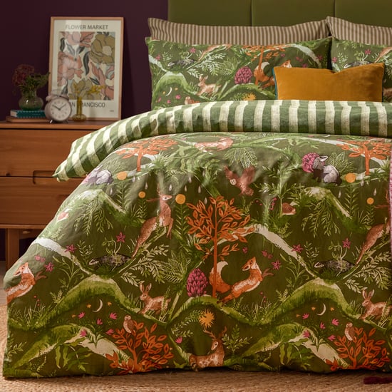Furn Nya Woodland Reversible Printed Duvet Cover Set, Forest - Image 4