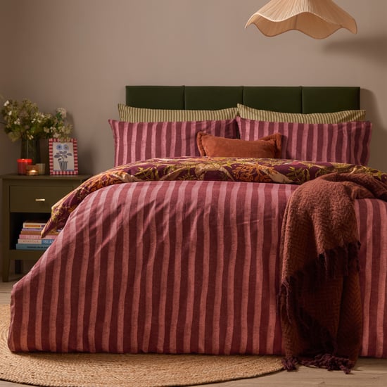 Furn Nya Woodland Reversible Printed Duvet Cover Set, Burgundy - Image 2