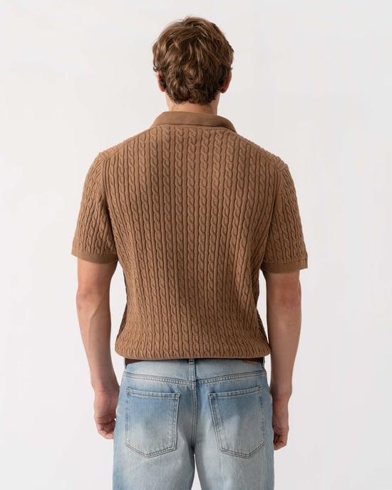 Short Sleeve Logo Detail Sweatshirt in Brown - Image 2
