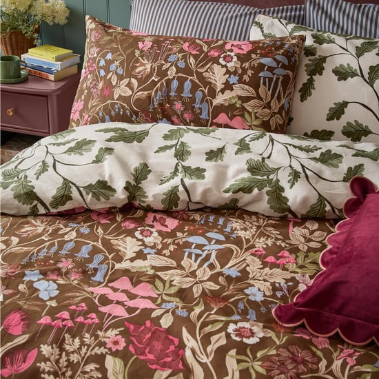 Furn Forest Bloom Reversible Printed Duvet Cover Set, Chocolate - Image 3