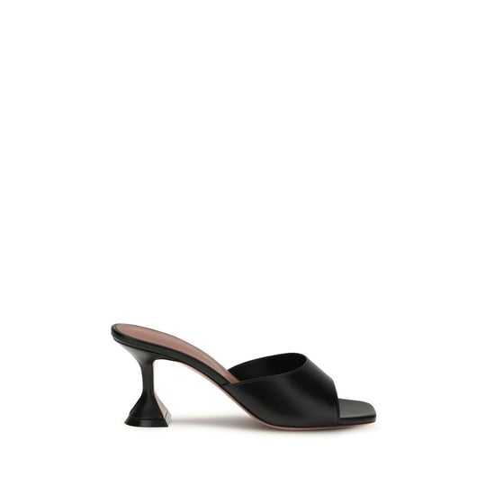 Amina Muaddi Zwarte Lam Ovis Aries Stiletto Hakken Sandalen - Image 1