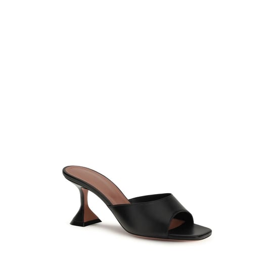 Amina Muaddi Zwarte Lam Ovis Aries Stiletto Hakken Sandalen - Image 2