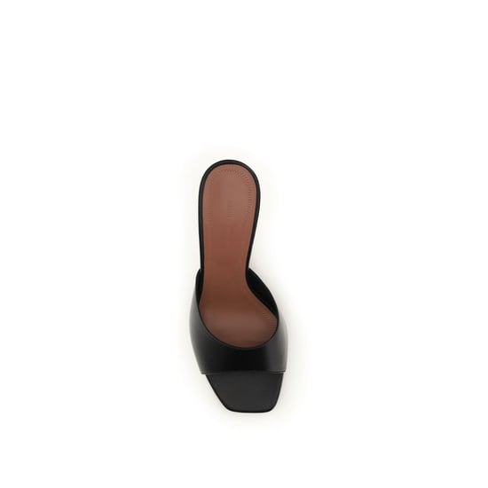 Amina Muaddi Zwarte Lam Ovis Aries Stiletto Hakken Sandalen - Image 4