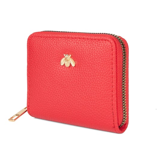 Women’s Small Zip Around Coin Purse RFID Bee Logo Card Wallet in Red - Image 6