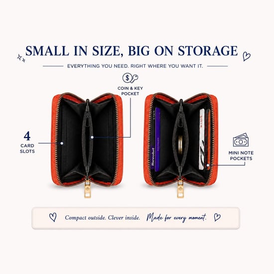 Women’s Small Zip Around Coin Purse RFID Bee Logo Card Wallet in Orange - Image 5