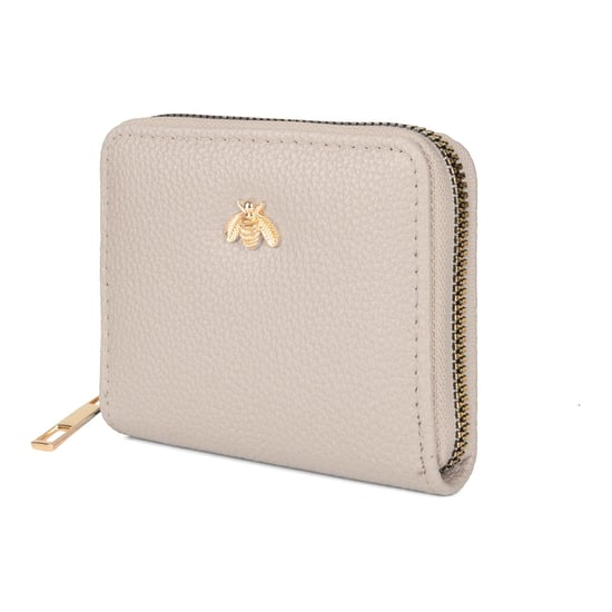 Women’s Small Zip Around Coin Purse RFID Bee Logo Card Wallet in Nude - Image 6