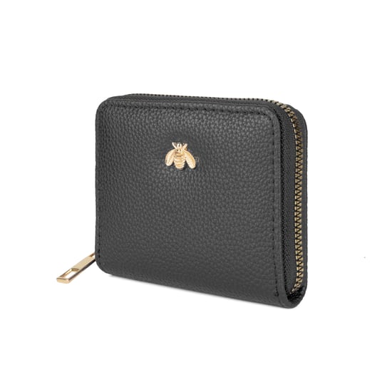 Women’s Small Zip Around Coin Purse RFID Bee Logo Card Wallet in Black - Image 6