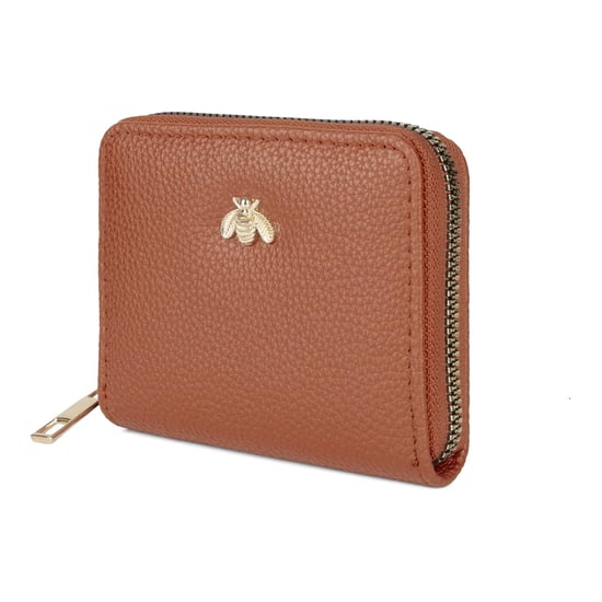 Women’s Small Zip Around Coin Purse RFID Bee Logo Card Wallet in Tan - Image 6