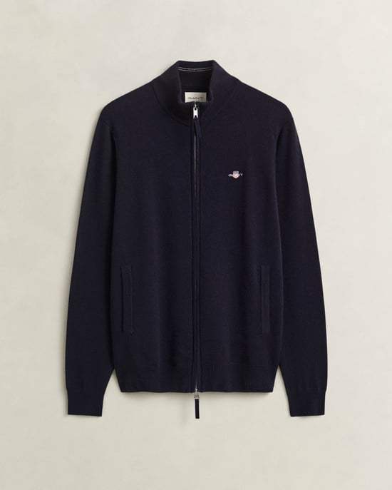 Regular Fit Long Sleeve Logo Detail Jumper in Navy - Image 1