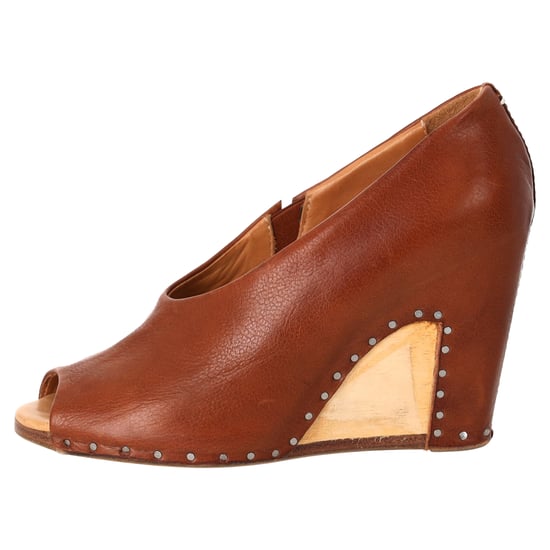 Maison Margiela Öppen Tå Piped Wedge i Tan Läder - Image 1