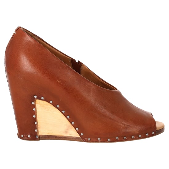 Maison Margiela Öppen Tå Piped Wedge i Tan Läder - Image 2