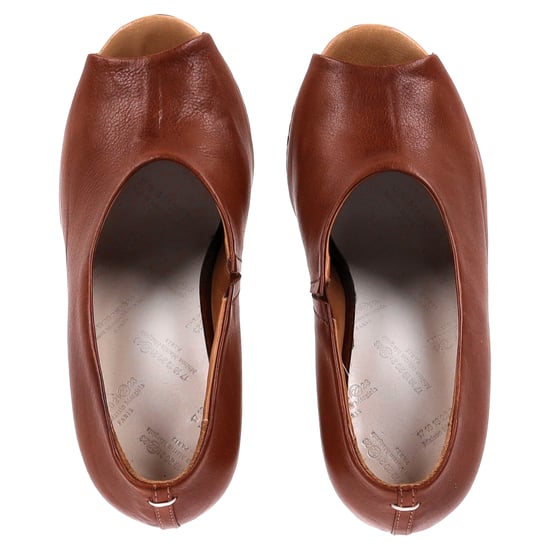 Maison Margiela Öppen Tå Piped Wedge i Tan Läder - Image 5
