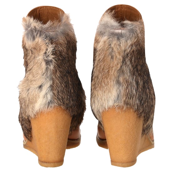See by Chloé Wedge Enkelboots met Bontafwerking in Bruin Leer - Image 3