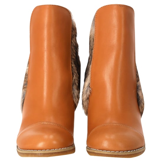 See by Chloé Wedge Enkelboots met Bontafwerking in Bruin Leer - Image 4