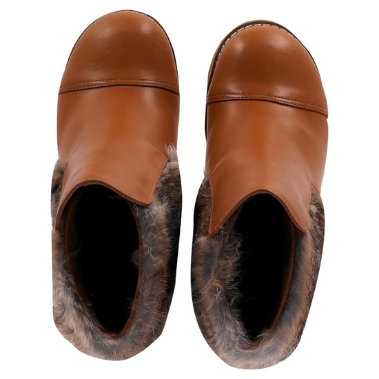 See by Chloé Wedge Enkelboots met Bontafwerking in Bruin Leer - Image 5