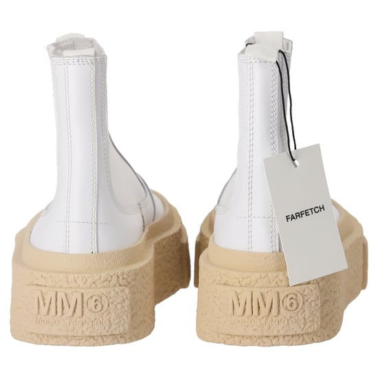 MM6 Maison Margiela Plattform Chelsea Stövlar i Vitt Läder - Image 3