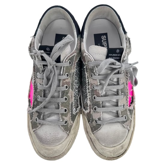 Golden Goose Super-Star Glittriga Sneakers i Flerfärgad Bomull - Image 4