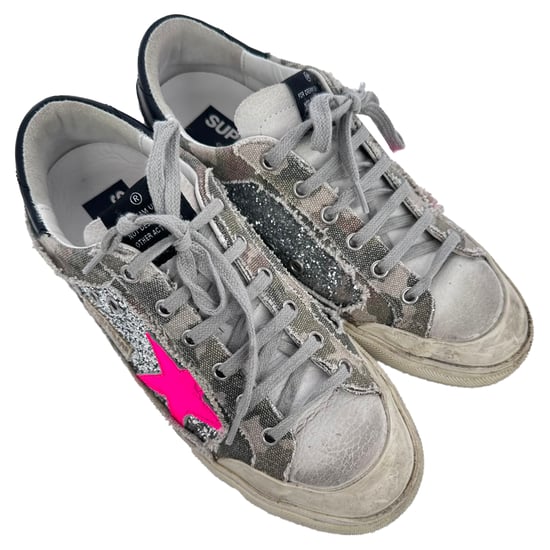 Golden Goose Super-Star Glittriga Sneakers i Flerfärgad Bomull - Image 5