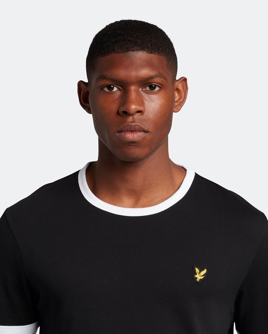 Lyle & Scott ringer-T-shirt in zwart - Image 4