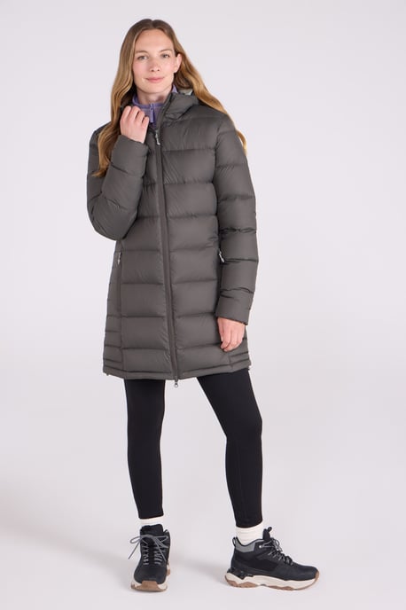 'Stratus' Women's Extreme Down Jacket Water Resistant Long Puffer Winter Coat Khaki - Image 2